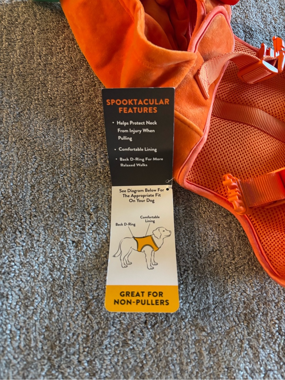 Pumpkin Hooded Dog Costume Harness - Picture 3 of 5